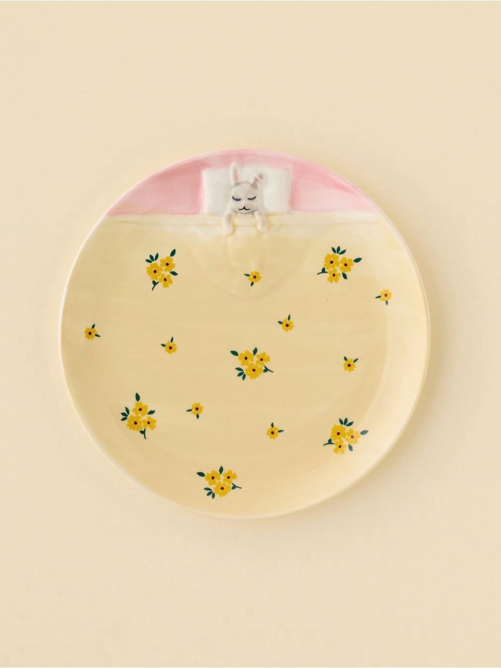 Urban Outfitters Yellow Floral Lana Patterned Bunny Dessert Plate NEW NWT